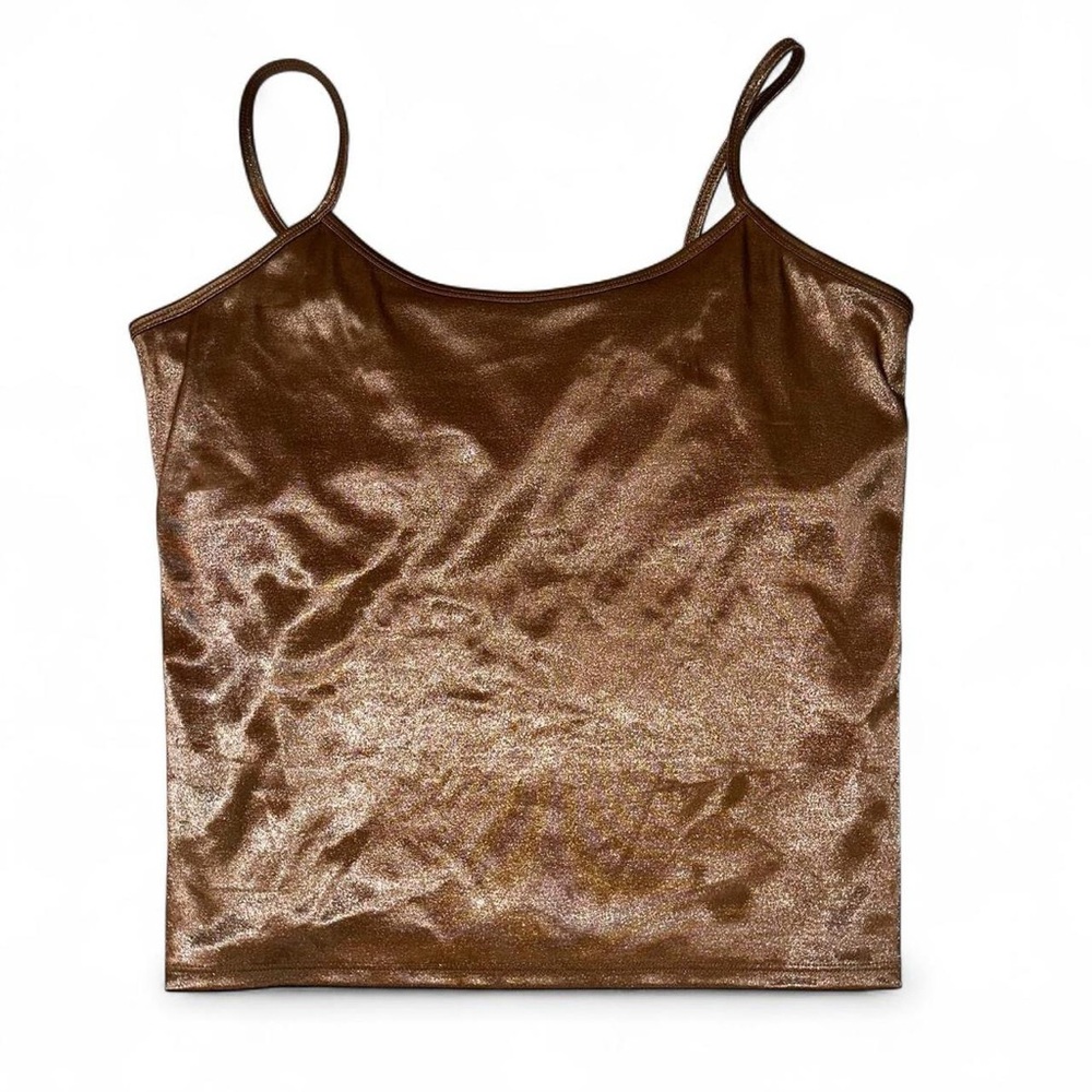 Women’s vintage Y2K NY & CO golden copper sheen shimmery gold cami top